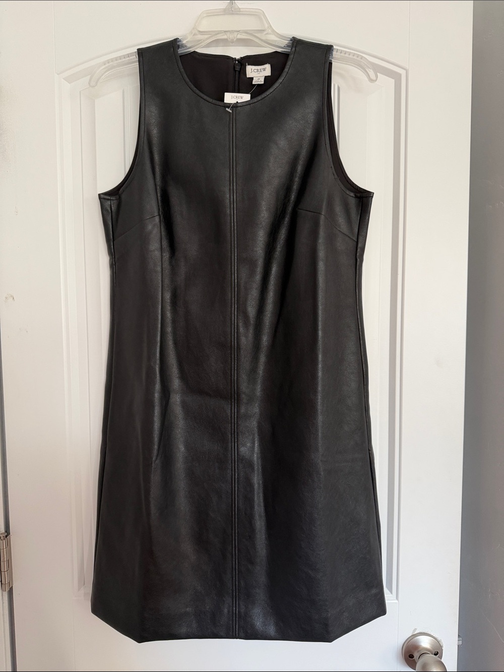 J. Crew Factory Black Faux Leather Sleeveless Mini Dress